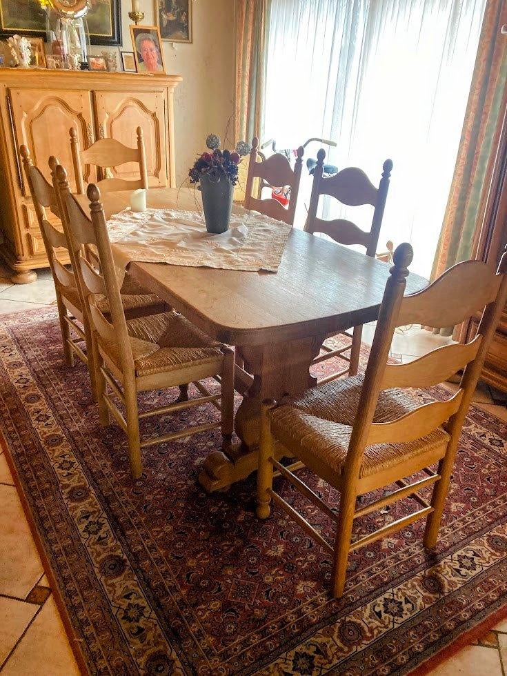 Massief eiken eetkamer + 6 stoelen – TOP staat, Huis en Inrichting, Complete eetkamers, Ophalen, Zo goed als nieuw, 4 tot 6 stoelen