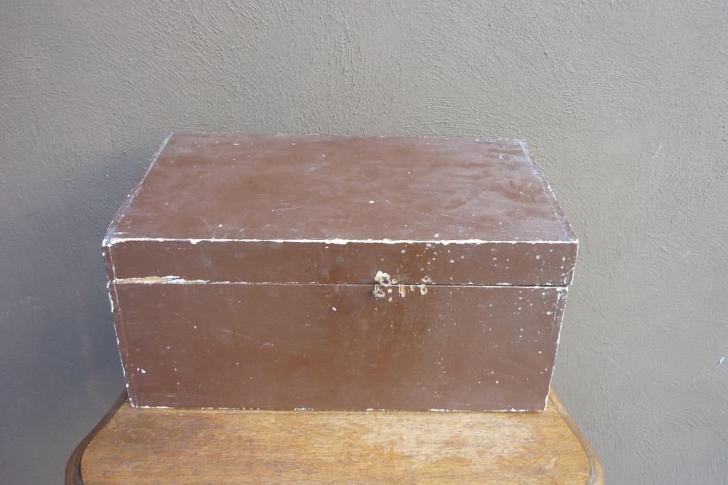 Oude houten koffer / kist / bak, Moins de 50 cm, Enlèvement, Utilisé, Moins de 50 cm