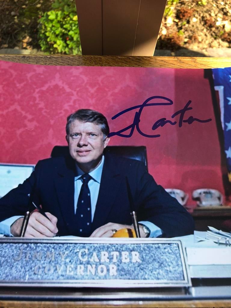 Handtekening 39ste President VS Jimmy Carter + PSA certif, Verzamelen, Muziek, Artiesten en Beroemdheden, Ophalen of Verzenden