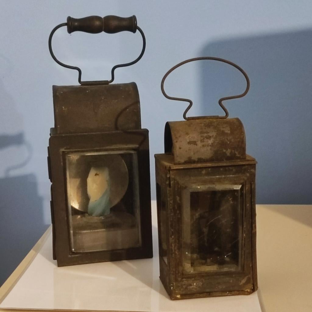 Verkoop 2 zeer oude vintage kaarsen/verzamellampen, Antiek en Kunst, Verzenden