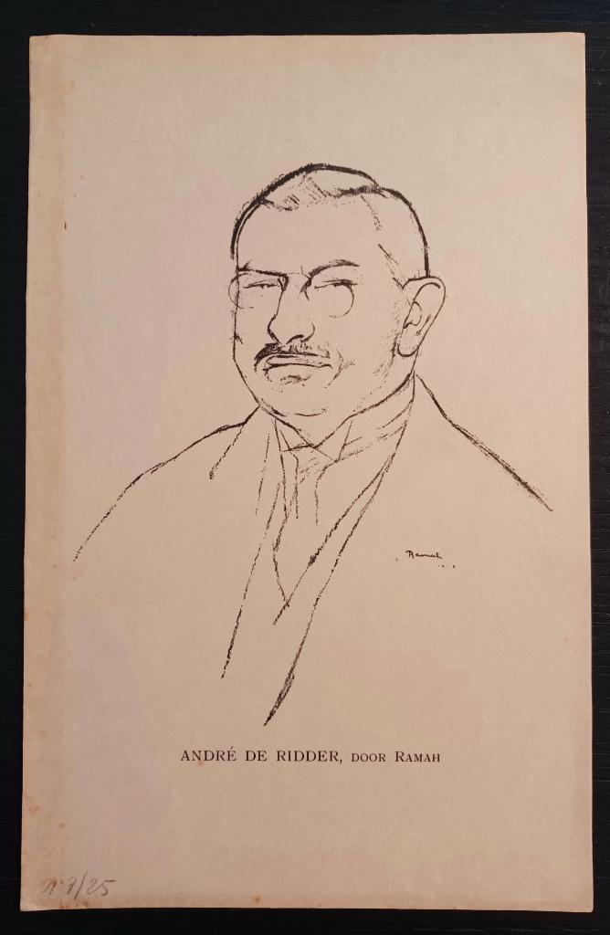 Ramah, portrait d'André de Ridder (no. 7/25) — 1920, Antiquités & Art, Art | Lithographies & Sérigraphies, Enlèvement ou Envoi
