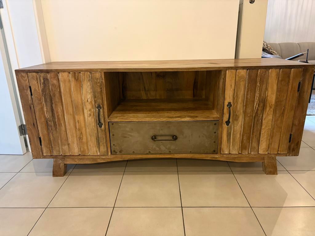 Tv meubel teak hout, Ophalen, Gebruikt, 150 tot 200 cm, Minder dan 100 cm