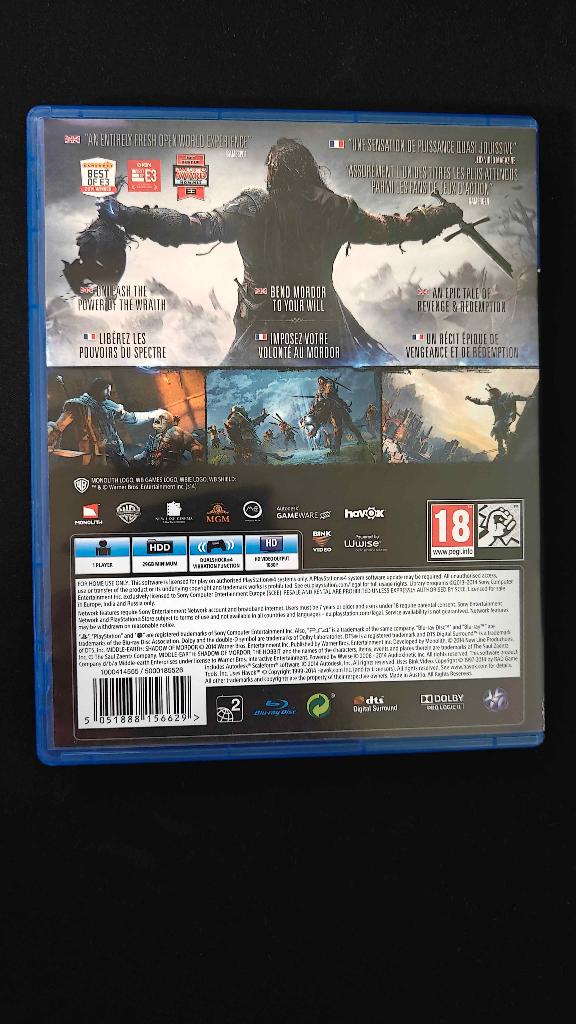 Middle-Earth: Shadow of Mordor - PS4 Games, Avontuur en Actie, Gebruikt, Vanaf 18 jaar, 1 speler