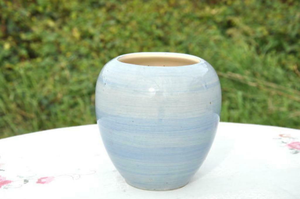 §  vase en faïence blanc et bleu marbré, Moins de 50 cm, Enlèvement ou Envoi, Utilisé, Autres matériaux