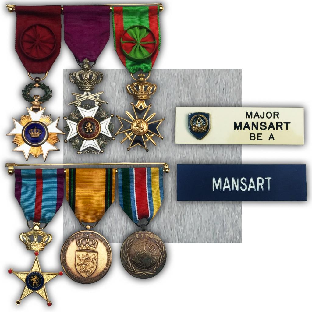 🚨ABL : RARE BARETTE DE MÉDAILLES DU '' MAJOR MANSART '', Envoi, Armée de terre, Ruban, Médaille ou Ailes