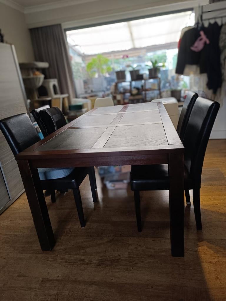 Eetkamertafel met leisteen., Enlèvement, Utilisé