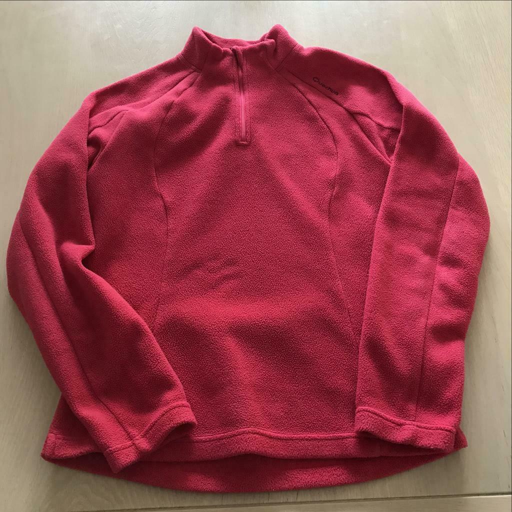 Rode fleece trui met korte rits - Decathlon - M, Ophalen, Gedragen, Maat 38/40 (M), Rood