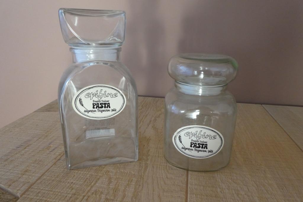 2 Bocaux en Verre pour Pâtes, Riz ou autre, Enlèvement, Comme neuf, Verre, Récipient(s)