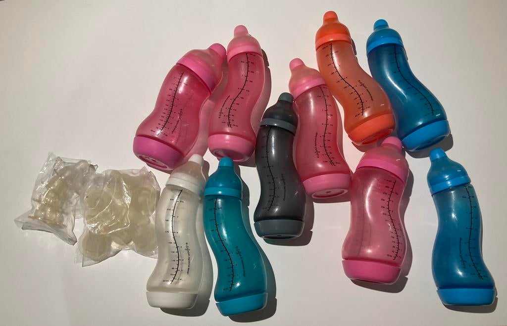 10 Difrax flessen met extra spenen, Ophalen of Verzenden, Gebruikt