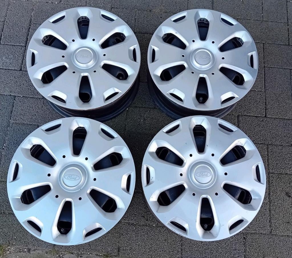Wieldoppen met stalen velgen Ford Fiesta 4x108 14inch TPMS, Ophalen, Gebruikt