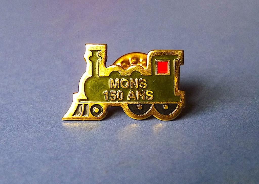 Pin's Gare de Mons 150 ans, Enlèvement ou Envoi, Comme neuf, Train, Autres types