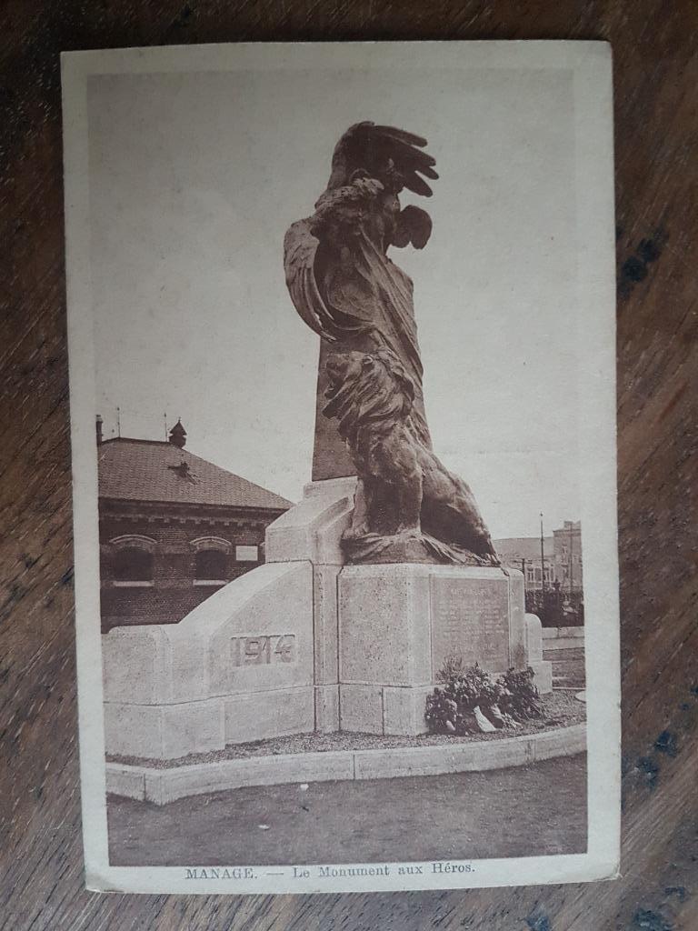 Postkaart Manage Monument aux Héros Oorlogsmonument, Collections, Cartes postales | Belgique, Enlèvement ou Envoi, 1920 à 1940
