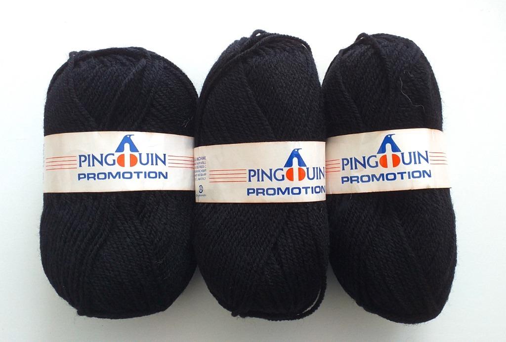 3 pelotes de 50g de Pingouin Promotion noir, Ophalen of Verzenden, Nieuw, Breien of Haken, Wol of Garen