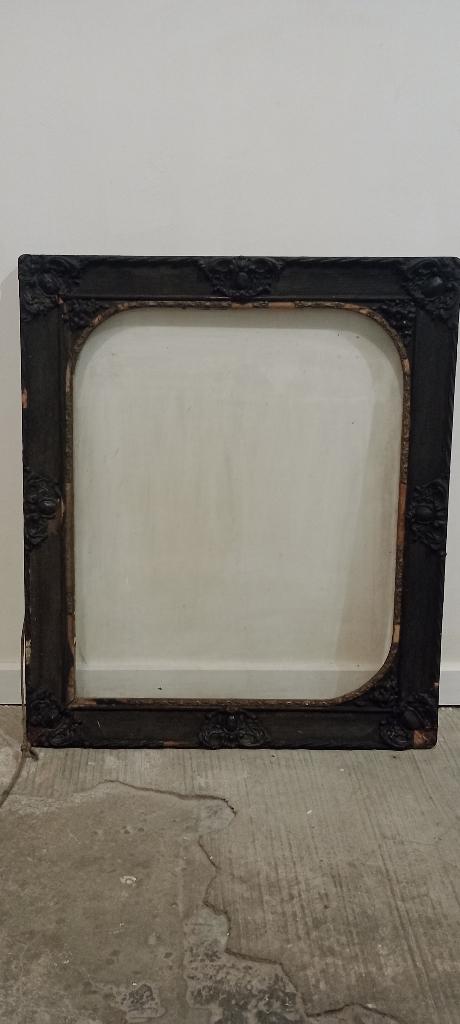 Cadre ancien vide style baroque,bois sculpté,62x72,50x60,c10, Enlèvement, Utilisé, Bois