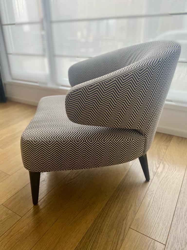 Minotti armstoel, Huis en Inrichting, Fauteuils, Minder dan 75 cm, Vintage, Ophalen of Verzenden, Zo goed als nieuw
