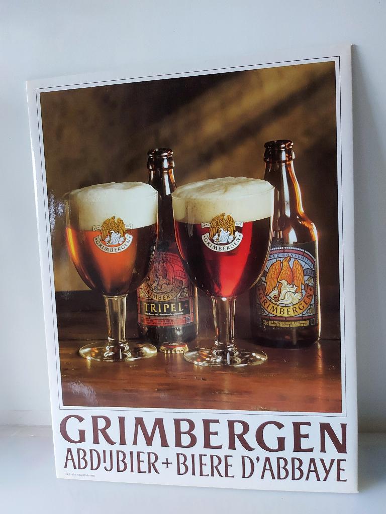 Reclamebord Abdijbier GRIMBERGEN (1988) 43x32 cm, Verzamelen, Merken en Reclamevoorwerpen, Nieuw, Reclamebord, Ophalen of Verzenden