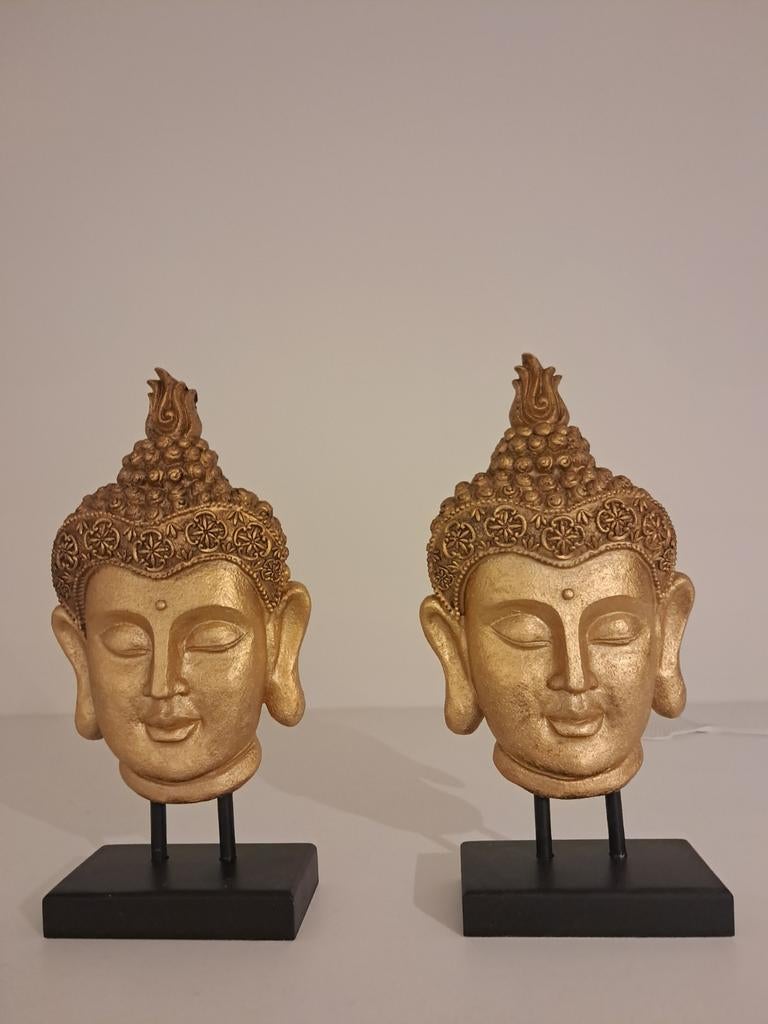 Set van 2 Gouden Boeddha Hoofden Luxe Woondecoratie, Ophalen, Nieuw