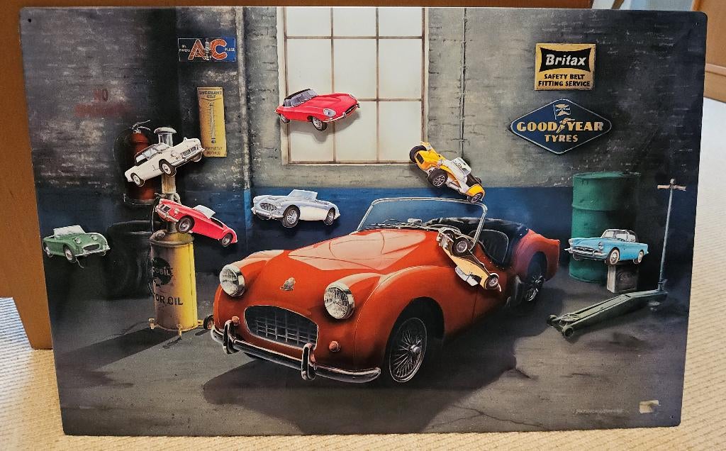 Tableau magnétique vintage - image de garage, Enlèvement, Comme neuf, Tableau magnétique