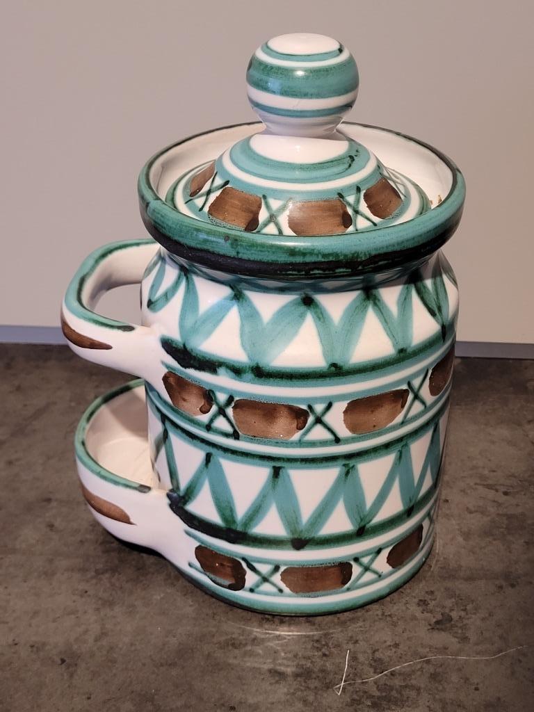 Robert Picault Vallauris keramische pot met handvat en houde, Antiek en Kunst, Ophalen of Verzenden