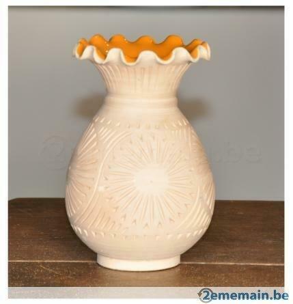 vase terre cuite intérieur émaillé orange, Enlèvement ou Envoi, Utilisé