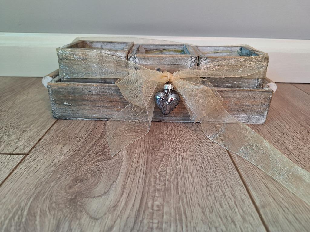 Plantenbakjes in houten houder, Tuin en Terras, Gebruikt, Minder dan 30 cm, Minder dan 60 cm, Ophalen of Verzenden