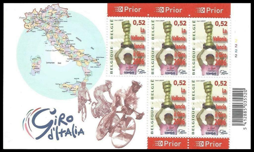 3515 Feuillet de timbres La wallonie lance le Giro Cyclisme, Enlèvement ou Envoi, Timbre-poste, Neuf, Sport