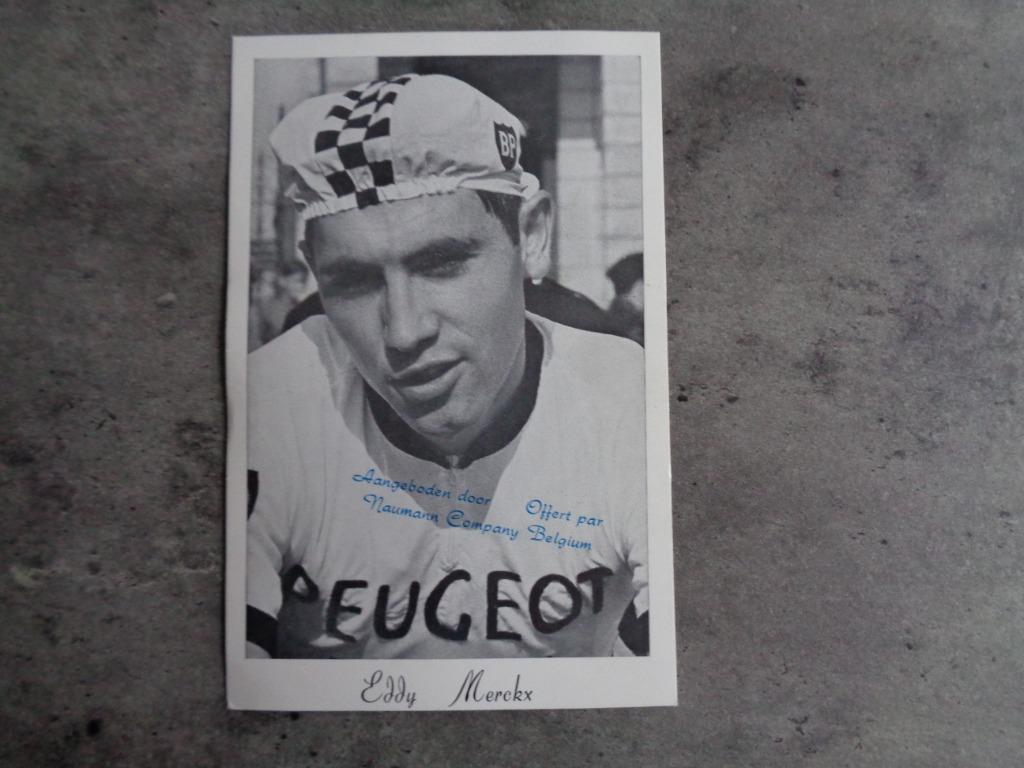 MERCKX EDDY  POSTKAART PEUGEOT gehandtekend, Hobby en Vrije tijd, Stickers en Plaatjes, Ophalen of Verzenden