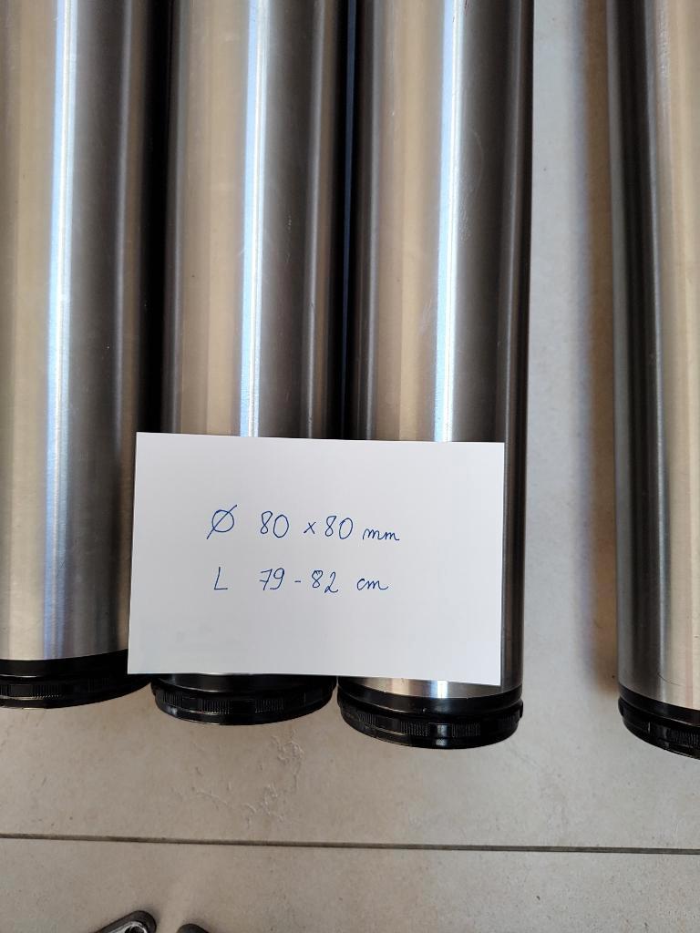4 Inox ronde tafelpoten 8cm, Doe-het-zelf en Bouw, 50 tot 100 mm, Schroeven, Ophalen of Verzenden, Zo goed als nieuw