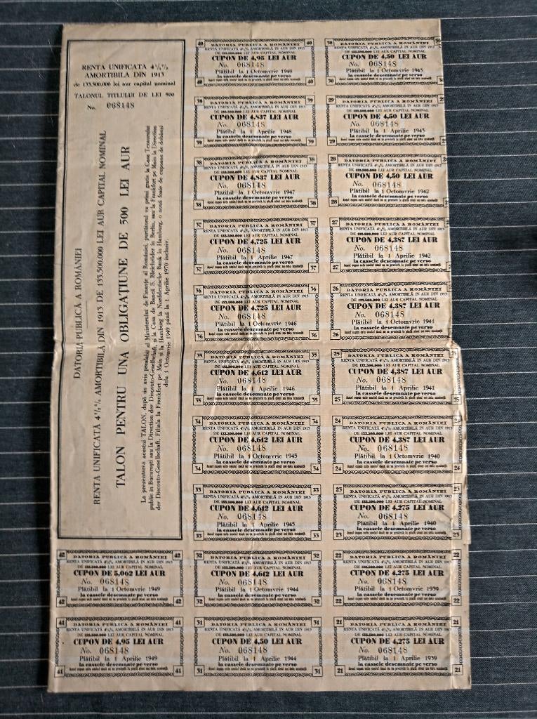 AANDELEN ROEMENIE 1913 TE KOOP, Ophalen of Verzenden, Voor 1920, Aandeel