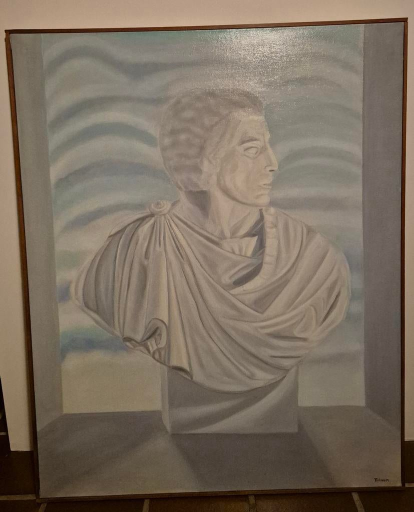 Schilderij van buste van Romeinse man met kader, Ophalen of Verzenden