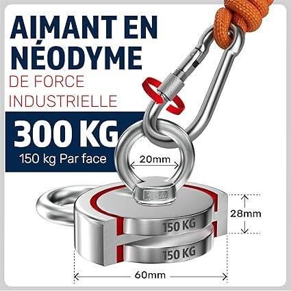 Aimant de pêche | traction 300 kg | LIVRAISON GRATUITE, Neuf, -, -, MAGFISHION