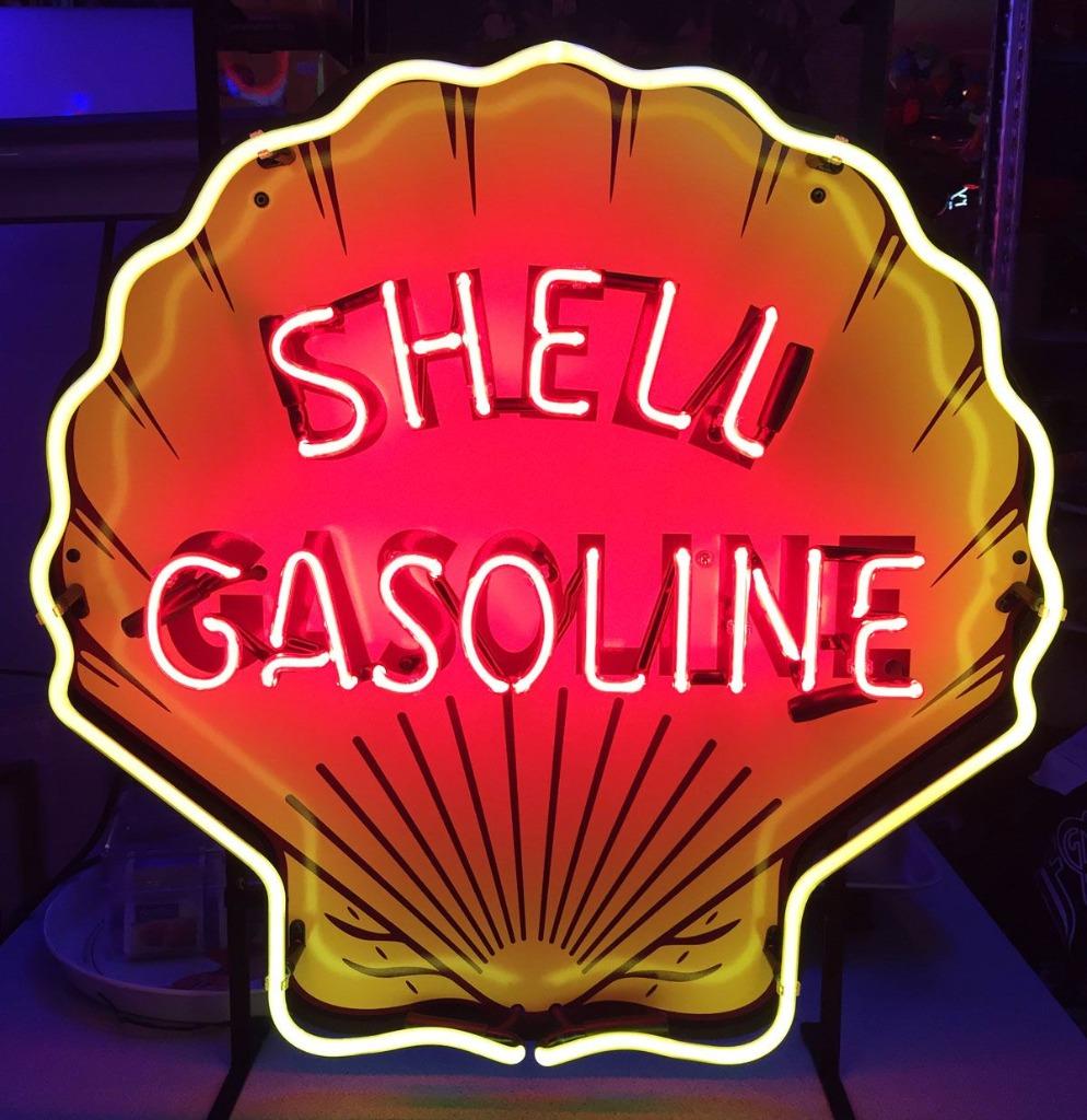 Shell gasoline neon en veel andere USA garage showroom neons, Verzamelen, Ophalen of Verzenden, Nieuw, Lichtbak of (neon) lamp