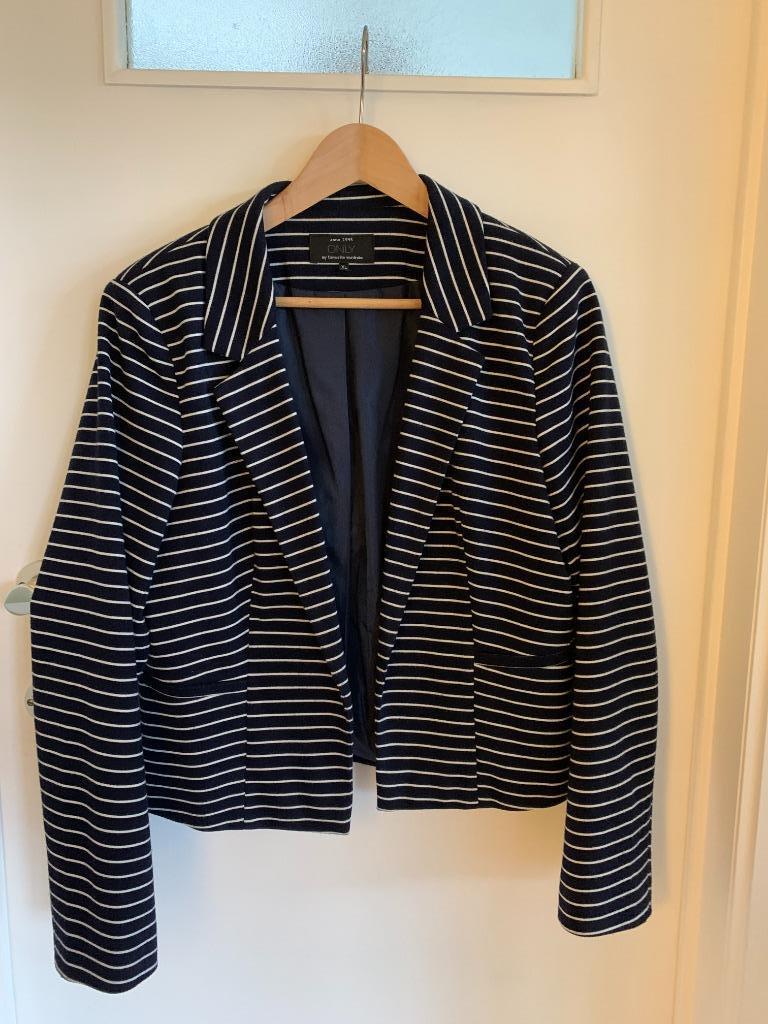 Only Marineblauwe blazer met witte strepen Maat XL, Only, Ophalen of Verzenden, Blauw