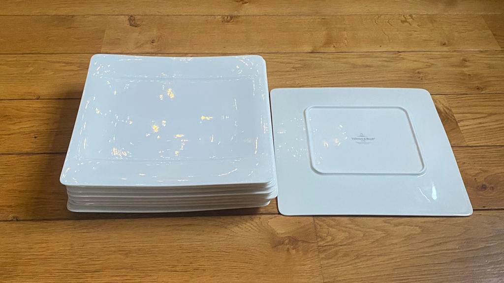 9 Porseleinen borden Villeroy & Boch 31 cm x 31 cm, Ophalen, Gebruikt, Bord(en), Effen
