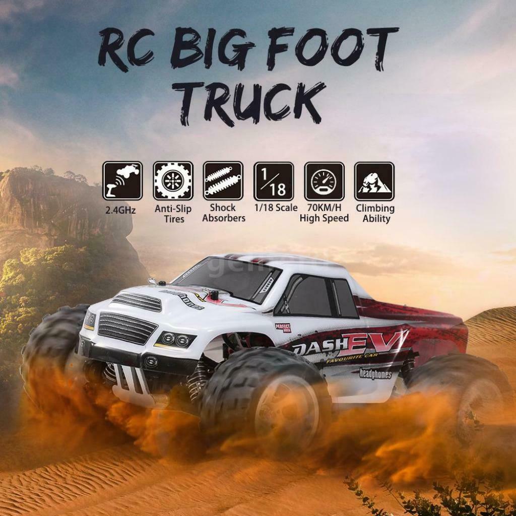 High Speed RC Auto Bigfoot Monster Truck 70 km/h 4-WD. 1/18, Ophalen of Verzenden, Nieuw, RTR (Ready to Run)