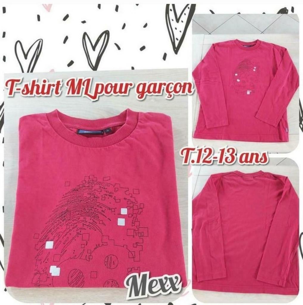 T-shirt ML pour garçon -bordeau-Mexx-T.12-13 ans, Kinderen en Baby's, Kinderkleding | Maat 152, Mexx, Ophalen of Verzenden, Jongen