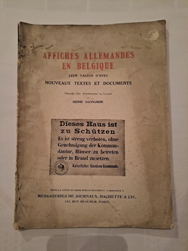 Affiches d'Allemand en Belgique, 1914-1918, Enlèvement ou Envoi, Autres, Livre ou Revue