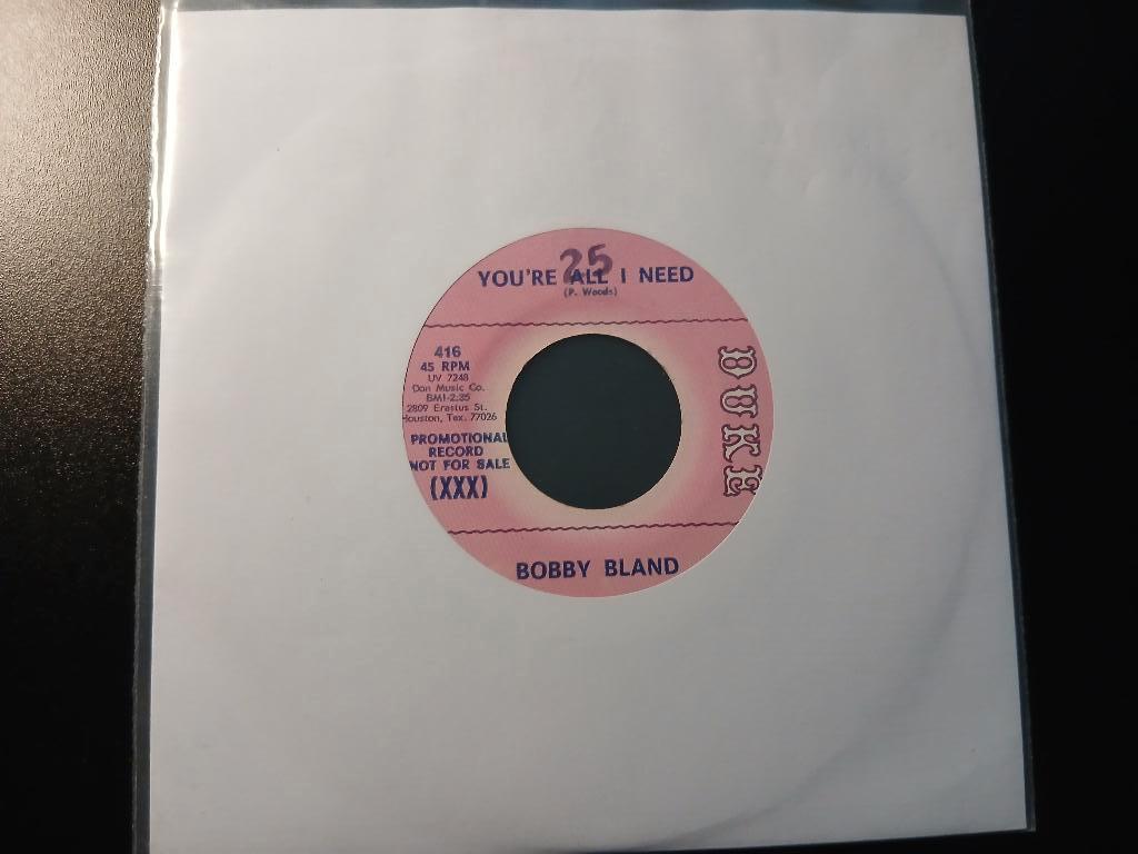 Bobby Bland – You're All I Need - '7 " Popcorn ", CD & DVD, Vinyles Singles, Comme neuf, R&B et Soul, Enlèvement ou Envoi