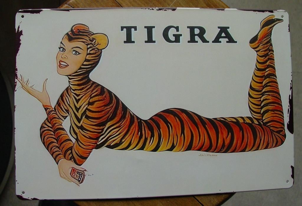 TIGRA REKLAME -METAAL-, Verzamelen, Merken en Reclamevoorwerpen, Ophalen of Verzenden
