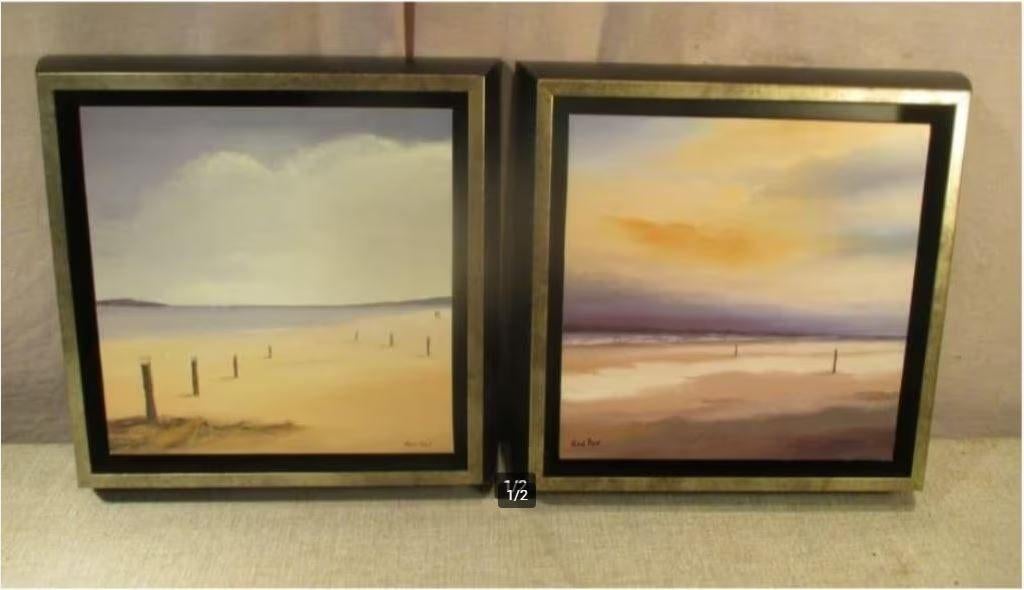 2 Mooi Nieuwe Artprints 'Op het strand' - Hans Paus - 25x25, Ophalen of Verzenden, Zo goed als nieuw, Print, Oorspronkelijke maker