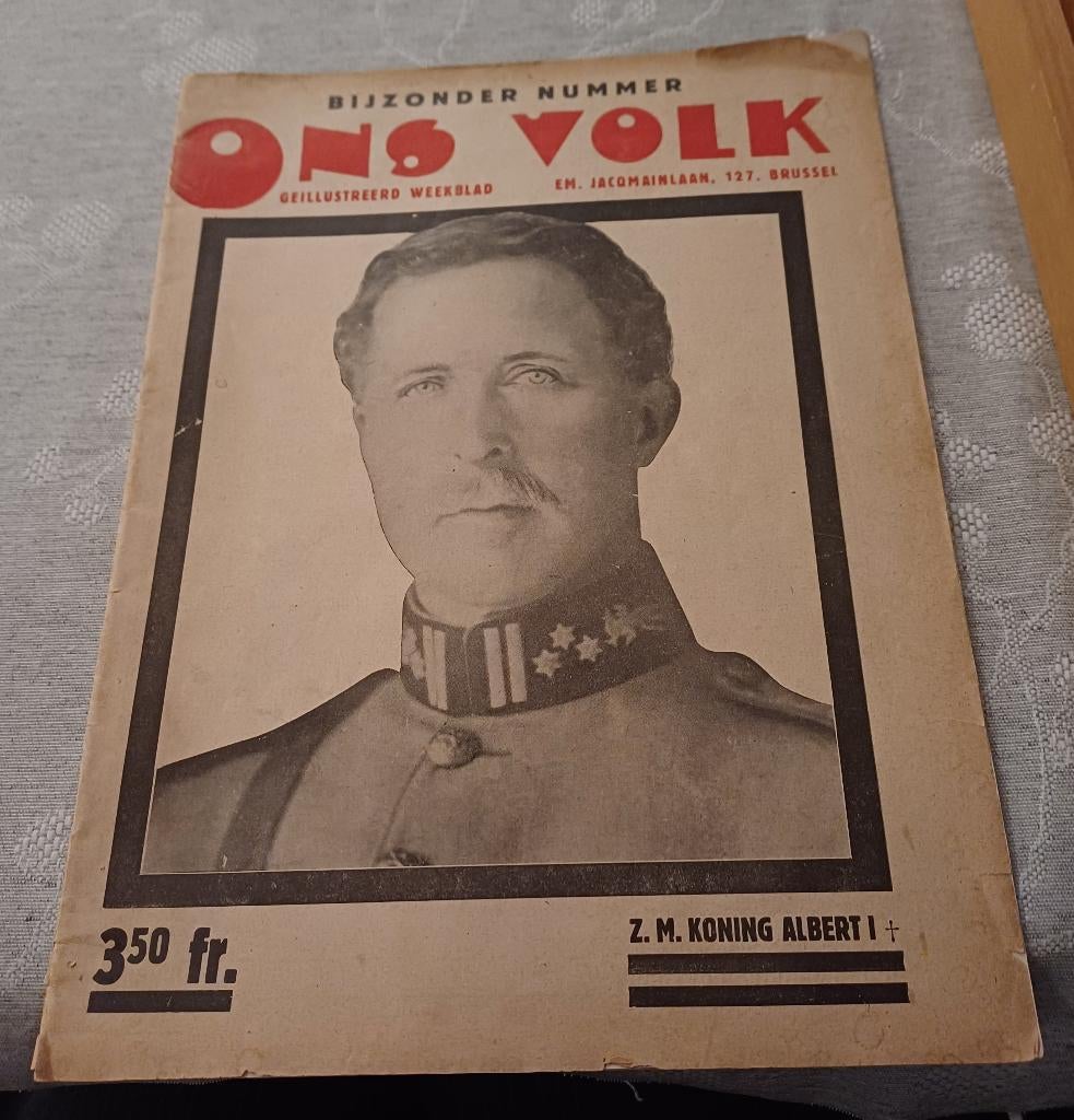 Bijzonder nummer van 'Ons volk' nav overlijden Albert I, Ophalen of Verzenden, Gebruikt, Tijdschrift of Boek