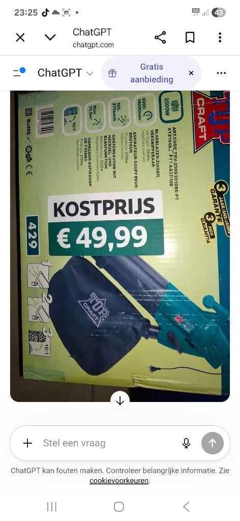 Bladblazer, Tuin en Terras, Top craft, Handgedragen, Nieuw, Ophalen of Verzenden