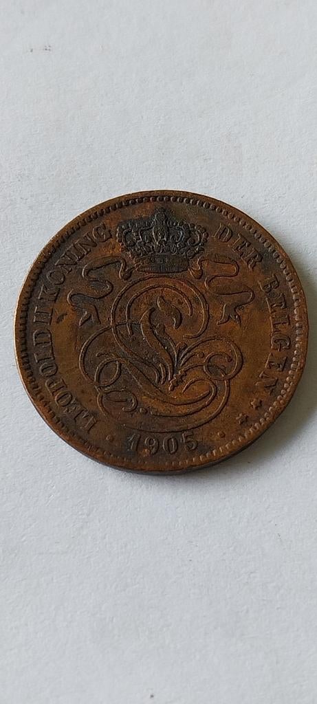 2 cent 1905 vlaams met volledige E in cent, Verzenden, Metaal, Losse munt
