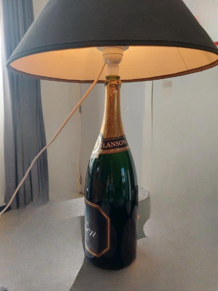 Lampe de table bouteille de champagne – 5 €, Enlèvement ou Envoi, Utilisé, Verre, 50 à 75 cm