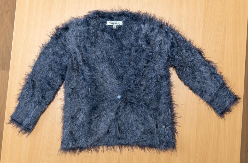 Blauwgrijze fluffy golf van Terre Bleue, maat 116, Gebruikt, Terre Bleue, Meisje, Trui of Vest