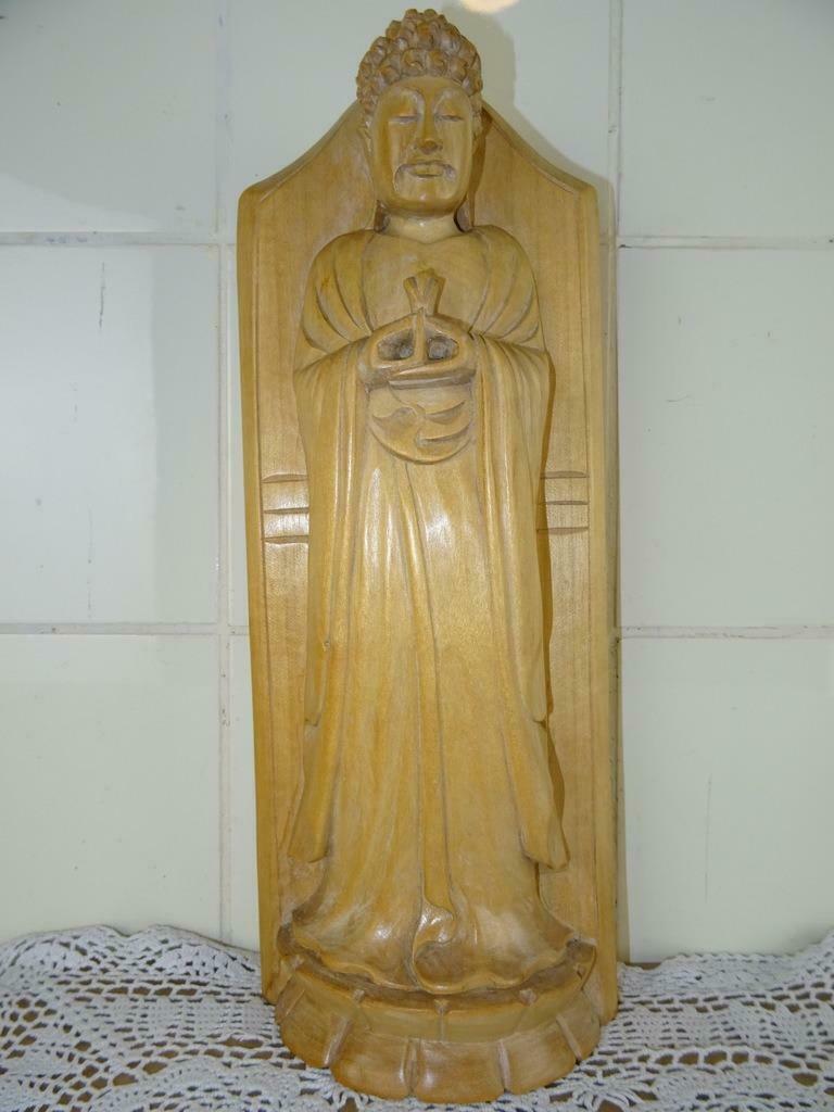 Statue bouddha impressionnante statue bouddha vintage bois c, Enlèvement ou Envoi, Comme neuf