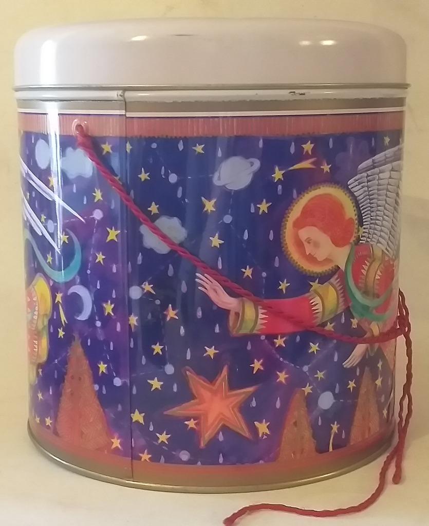XL blikken doos met engeldecoratie / Panettone, Verzamelen, Blikken, Ophalen of Verzenden