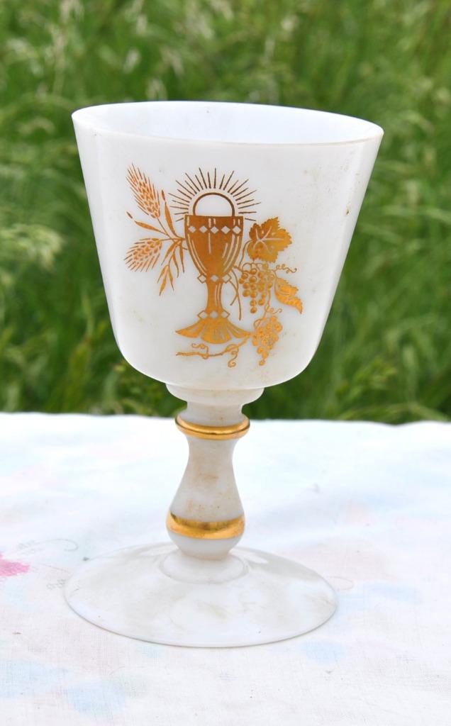 D calice souvenir de communion opaline (3), Enlèvement ou Envoi, Comme neuf, Autres types, Christianisme | Catholique