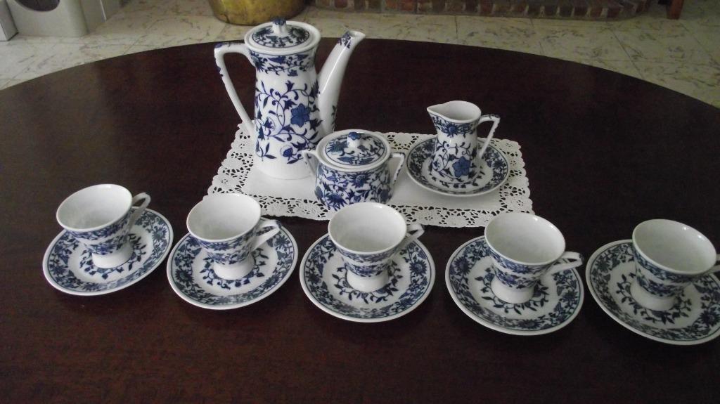 service à café bleu en porcelaine antique, Enlèvement ou Envoi