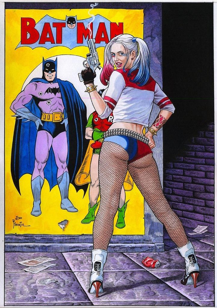 Joe Pimentel 'Harley Quinn 1' color art print getekend verso, Verzenden